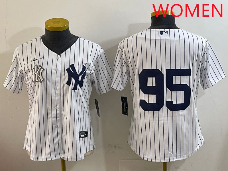 Women New York Yankees #95 No Name White Stripe Game 2025 Nike MLB Jersey style 9->new york yankees->MLB Jersey